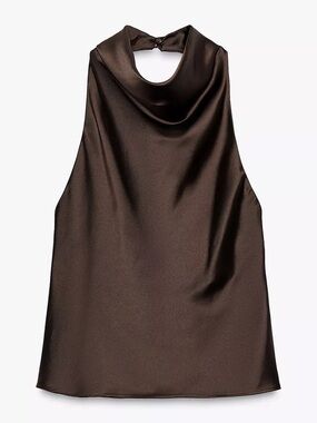 ZARA SATIN EFFECT HALTER TOP